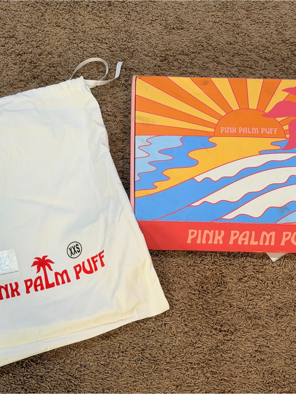PINK PALM PUFF Classic Puff Hoodie in Pink NEW IN BAG & BOX. Size XXS - Picture 8 of 8